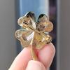 Green Red Crystal Rhinestone Four-Leaf Clover Flower Brooches Lapel Pins Jewelry Clothing Accessories Brooch for Women