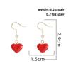 S925 Silver Needle Heart Earrings Full Diamond Valentine's Day Elegant Light Luxury Red Inlaid Diamond Earrings Niche Design Sense Stud Earrings