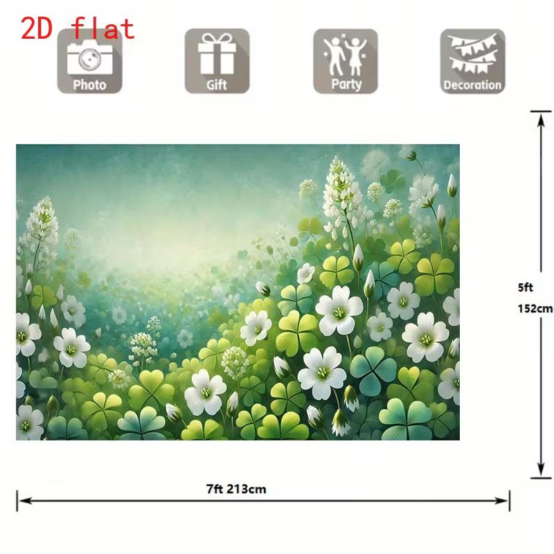 2D Soft Green Lucky Clover Nature Scenic Themed Backdrop