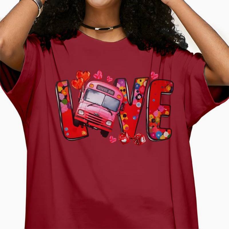 T-shirt da Donna alla Moda con Stampa 'Romantic Journey', Divertente e Casual, Girocollo a Maniche Corte, T-shirt Estiva da Donna