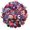 Patriotic Wreath for Front Door Handmade 4th of July Door Hanger Red White Blue American Wooden Hanging Plaque for Wall Porch Memorial Day Decor