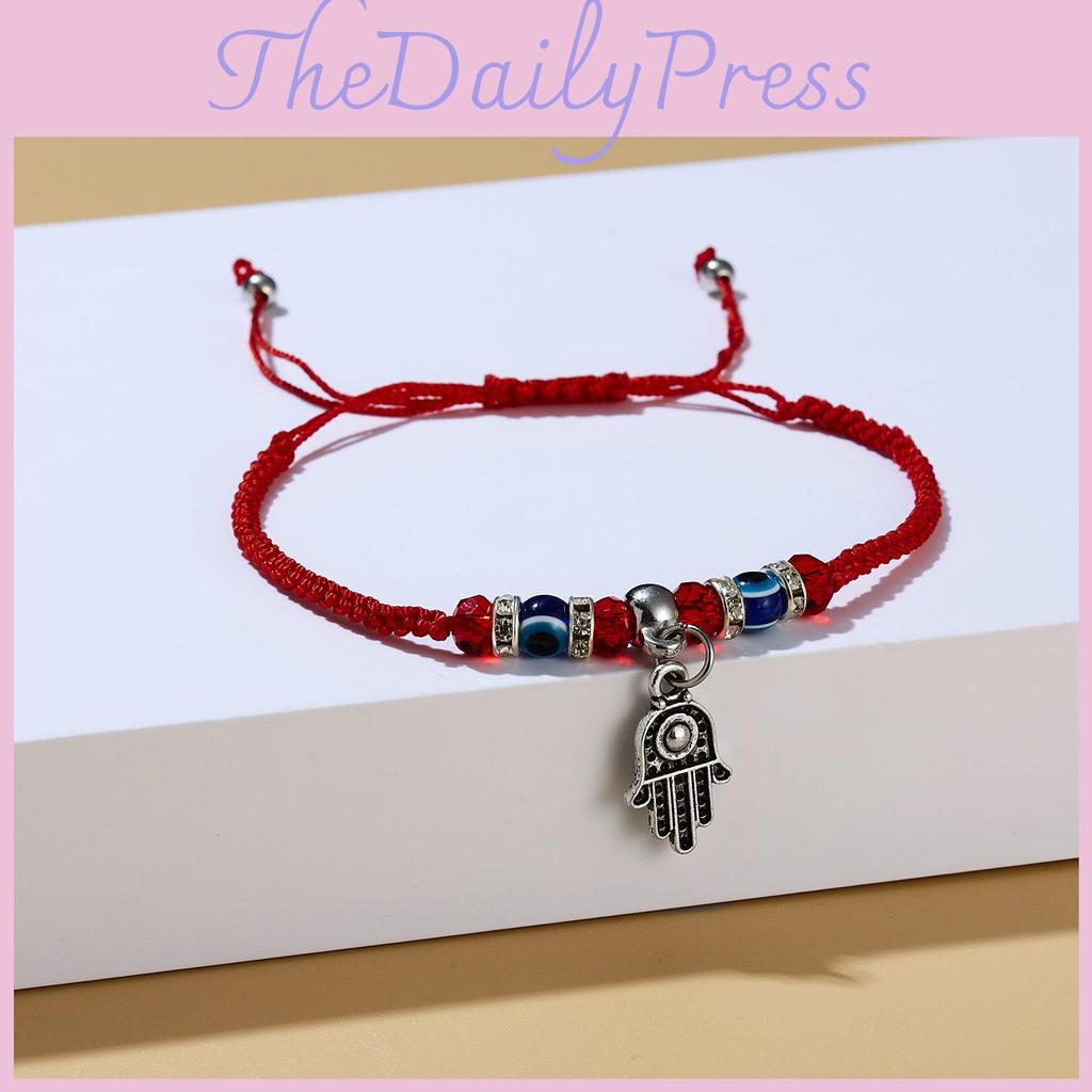 Owl Flower Turtle Elephant Pendant Weaving Bracelet With Adjustable Red Cord And Glass Beads For Women
