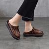 Johnature Soft Soled Round Toe Comfortable Outdoor Slippers Genuine Leather Versatile Women's Shoes