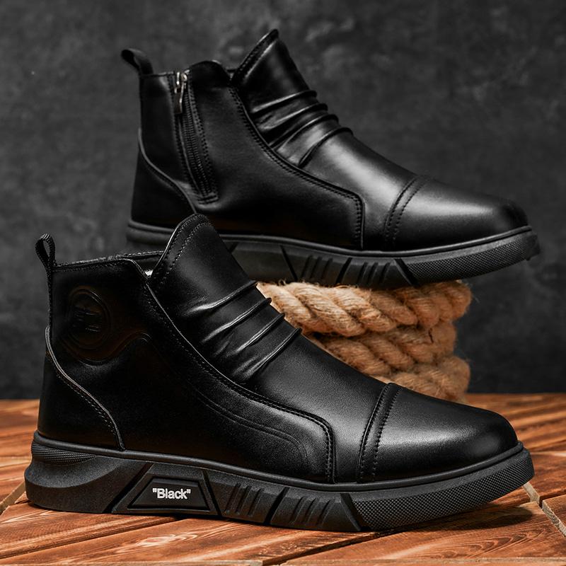 Men's fashion cotton winter casual anti slip hight top wear-resistant thick soled outdoor shoesplush thicken comfort cotton shoe