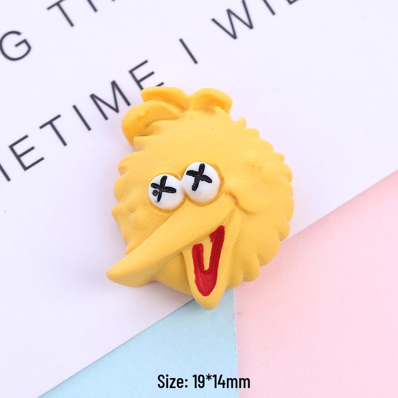 DIY Sesame Street Clown Doll Resin Accessories - Creative Hair Clip, Cream Glue, and Phone Case Materials