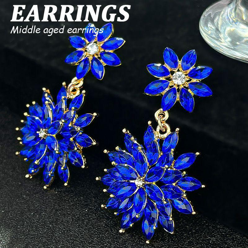 Boucles d'oreilles pendantes Zircon Fleur Colorée pour Femmes, Boucles d'oreilles pendantes Statement pour Fête & Usage Quotidien