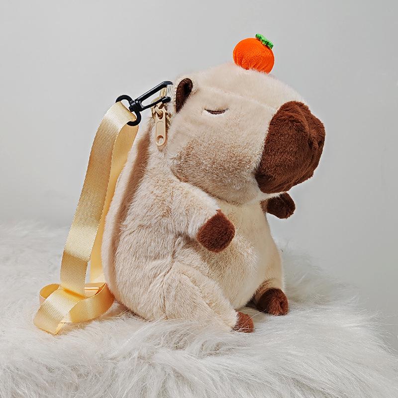 Cute Capybara Plush Doll Cartoon Backpack & Messenger Bag for Kids
