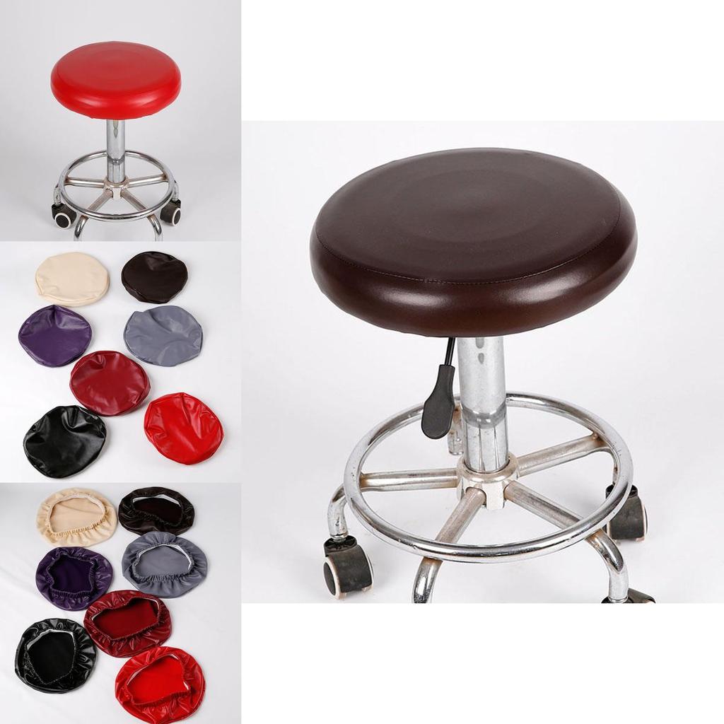 Cover Stool Bar Chic Round Chair Covering Seat Slipcover Leather 1pc
