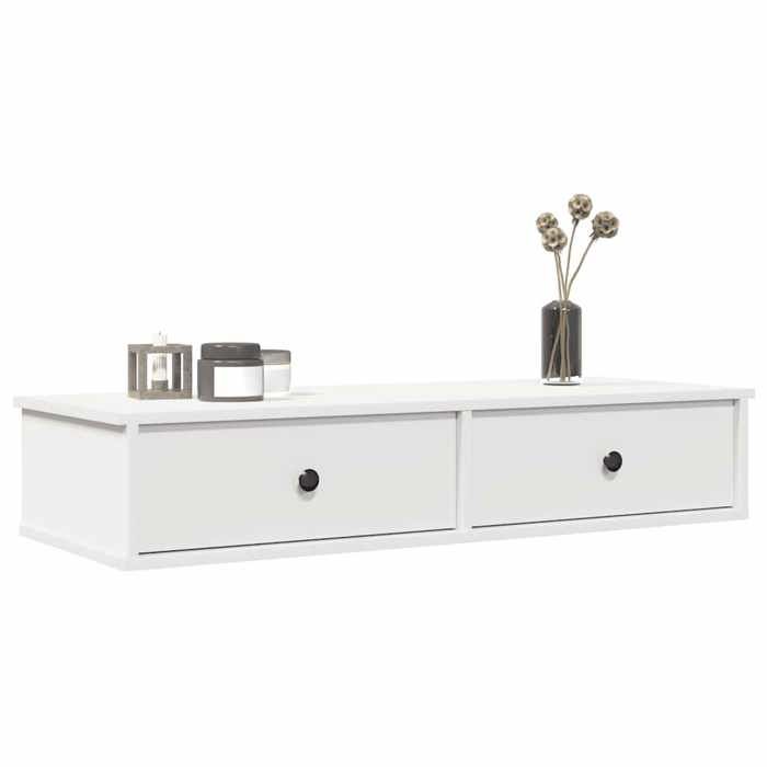VidaXL Wall Shelf and Drawers White 100x37.5x19cm Engineered Wood 859959