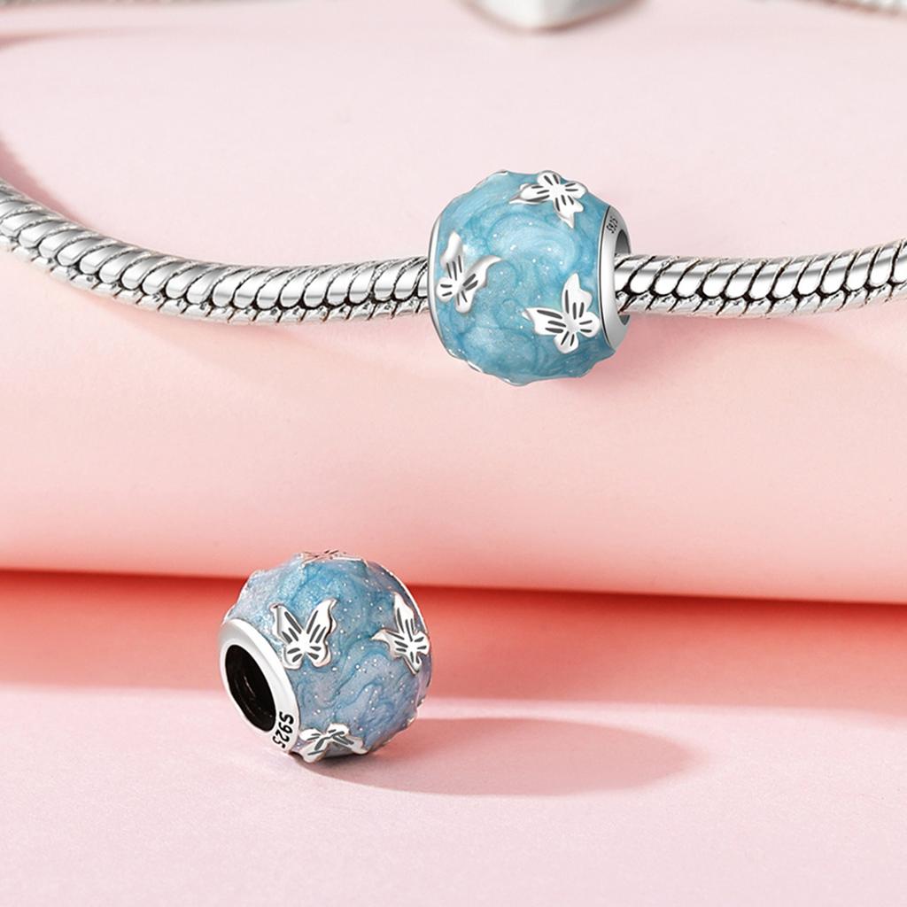 Authentic Copper Charm Bead Charms Luxury Blue Butterfly Bead Charms Compatible With Bracelets Diy Women Making Delicate Gift Jewellery