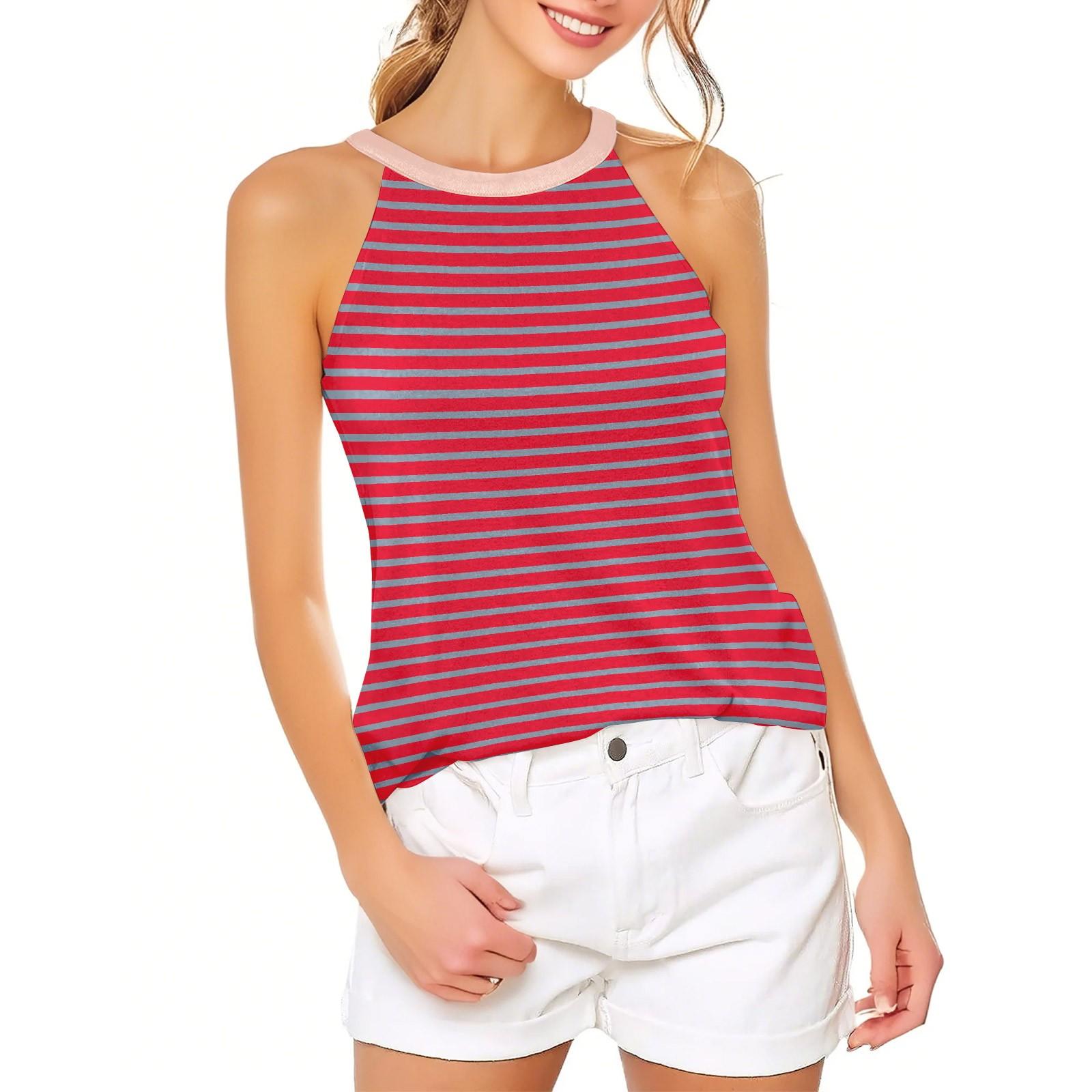 

Женский повседневный удобный регулируемый сексуальный с открытой спиной модный полосатый топ-жилет XL винный