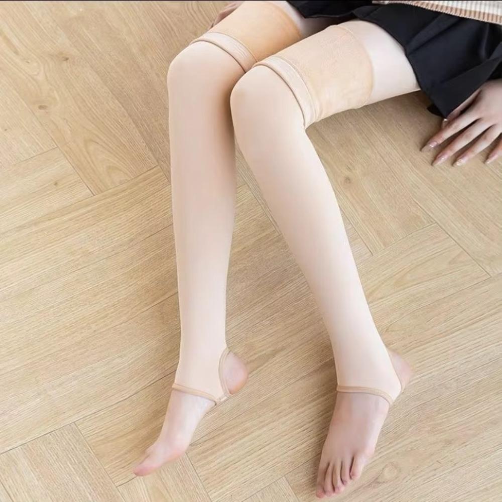 

with Silicone Pad Knee-high Socks Thick Over Knee Sock Fashion Long Tight Socks Fall Winter black full feet