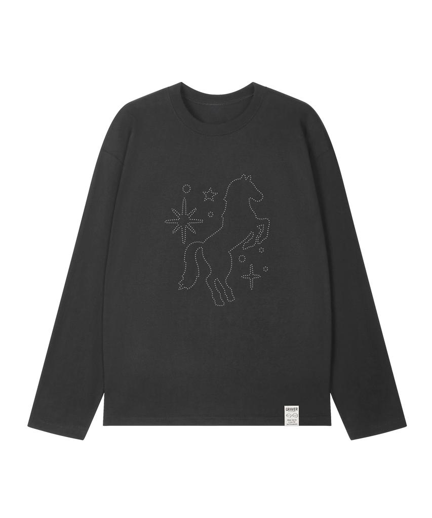 GRAVER [Unisex] Stud Dots Pony Long Sleeve T-Shirt_3 Colors