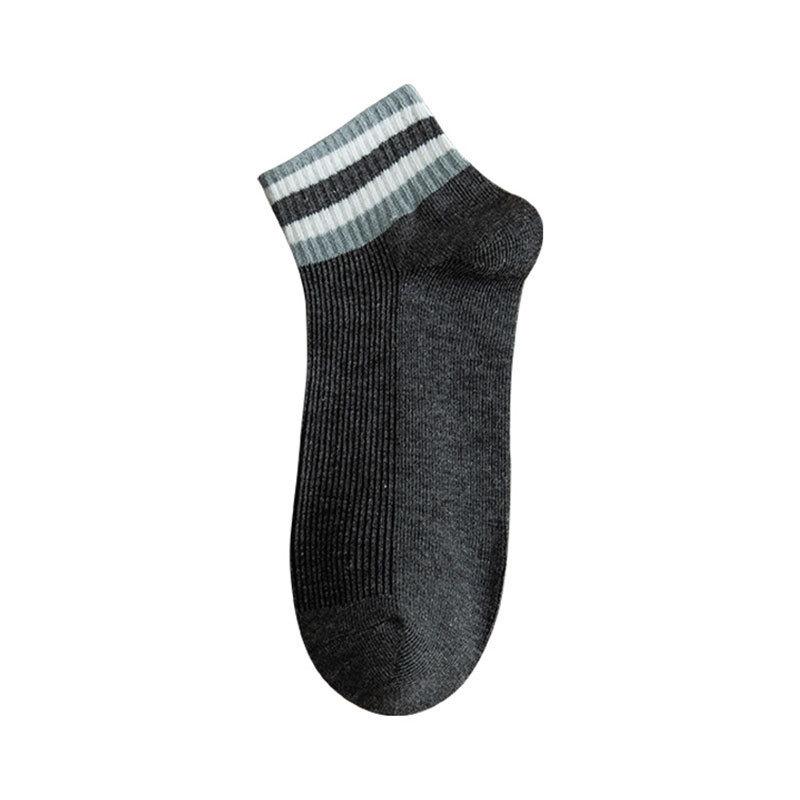 Men's Summer Sweat-absorbing and Odor-proof Sports Socks, Striped Breathable Thin Polyester-cotton Low-top Men's Boat Socks