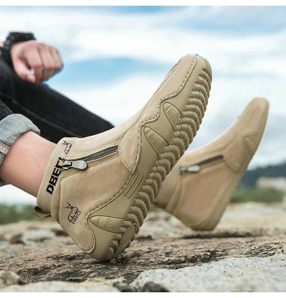 Men's Retro Style Genuine Leather Martin Boots - Large Size, Wear-Resistant High-Top Outdoor Casual Shoes