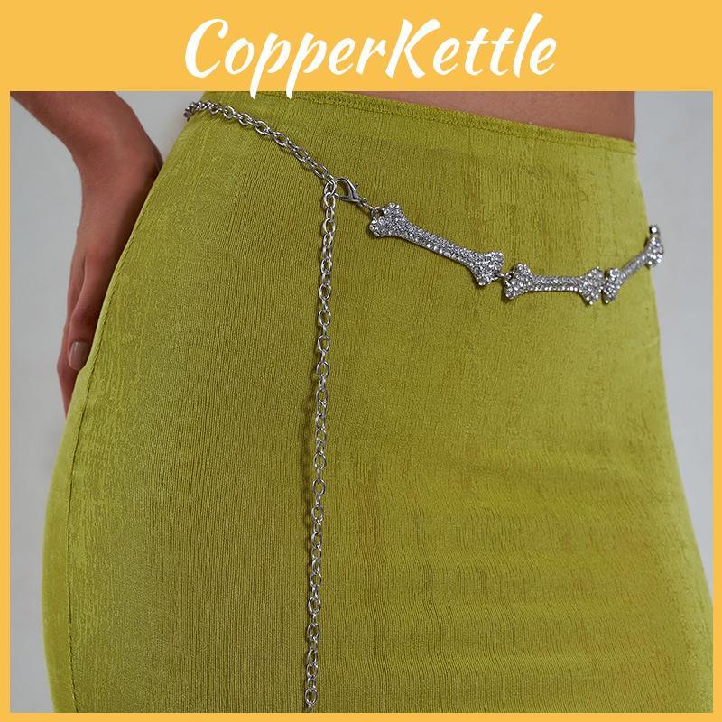 Bone Metal Womens Design Waist Chain With Rhinestone Decoration For Daily