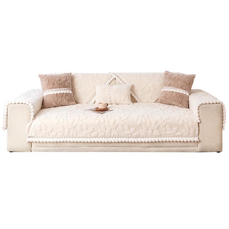 French Cream Style Sofa Cushion Autumn and Winter Plush Cushion Non-Slip Sofa Cover 2024 New Seat Cushion Cover Cloth