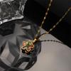 Titanium Steel Necklace, Five-leaf Flower Zircon Necklace, Light Luxury Niche Women's Collarbone Chain, Rotatable Non-fading Necklace Jewelry