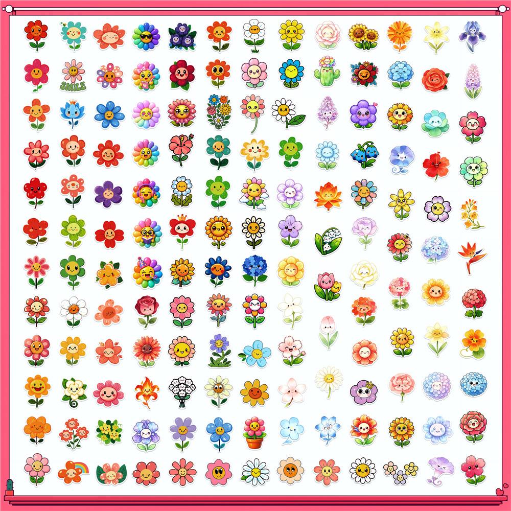 150Pcs/Set Smile Flowers Emoji Mini Diary Manual Stickers DIY Scrapbooks Album Decor Decals Stickers
