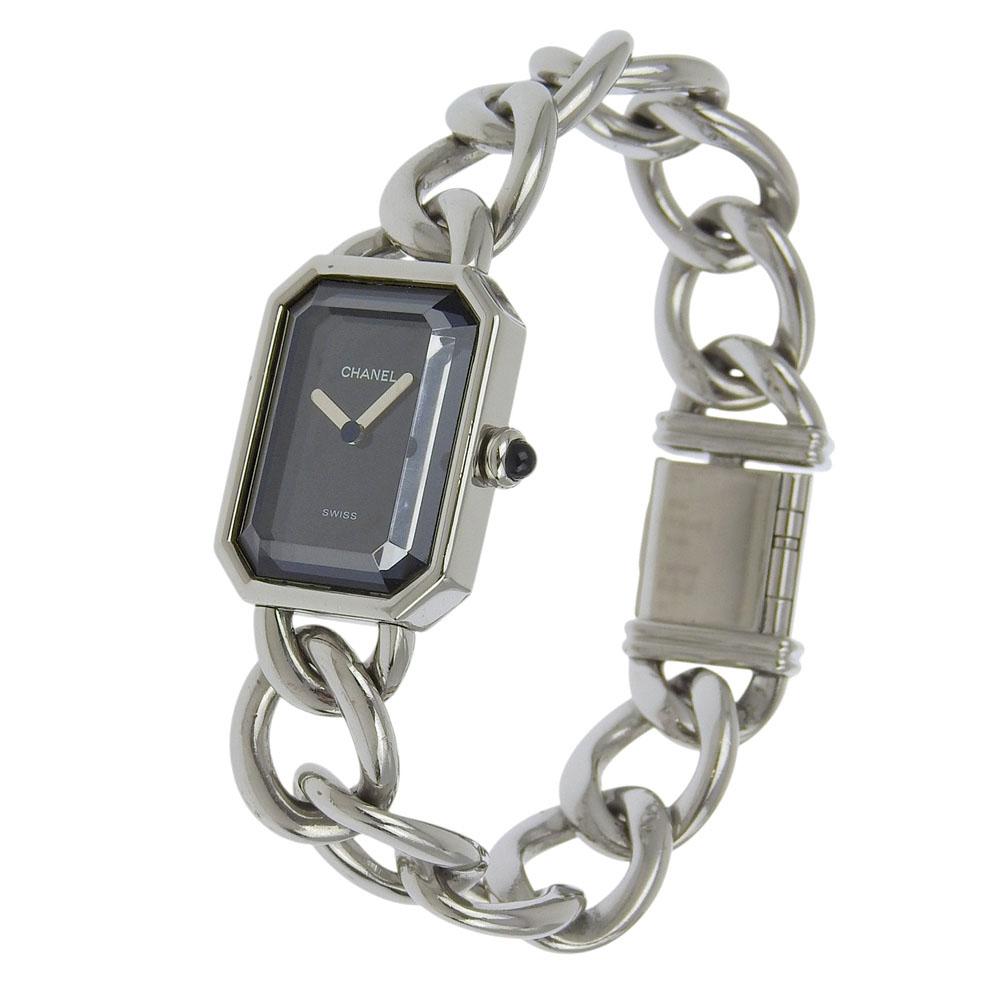 Chanel Premiere M Watches H0452 blackDial Stainless Steel Quartz Analog Display Women Used