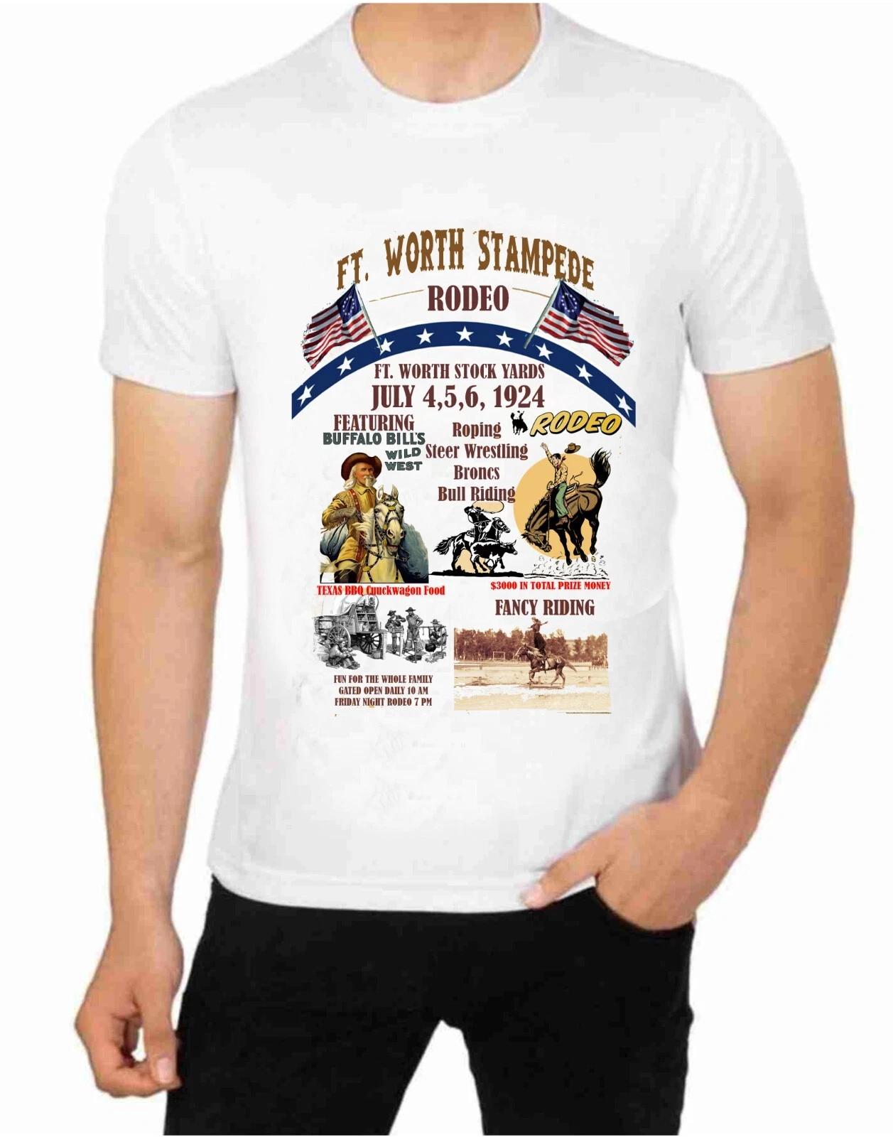 Ft Worth Rodeo Stampede Poster Art on a T-Shirt BULL BRONCS STEERS ROPING 3XL