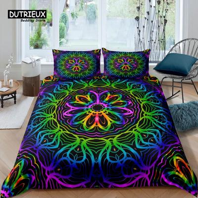 Home Living Luxury 3D Floral Lace Bedding Set Mandala Duvet Cover Pillowcase Queen and King EU/US/AU/UK Size Comforter Bedding