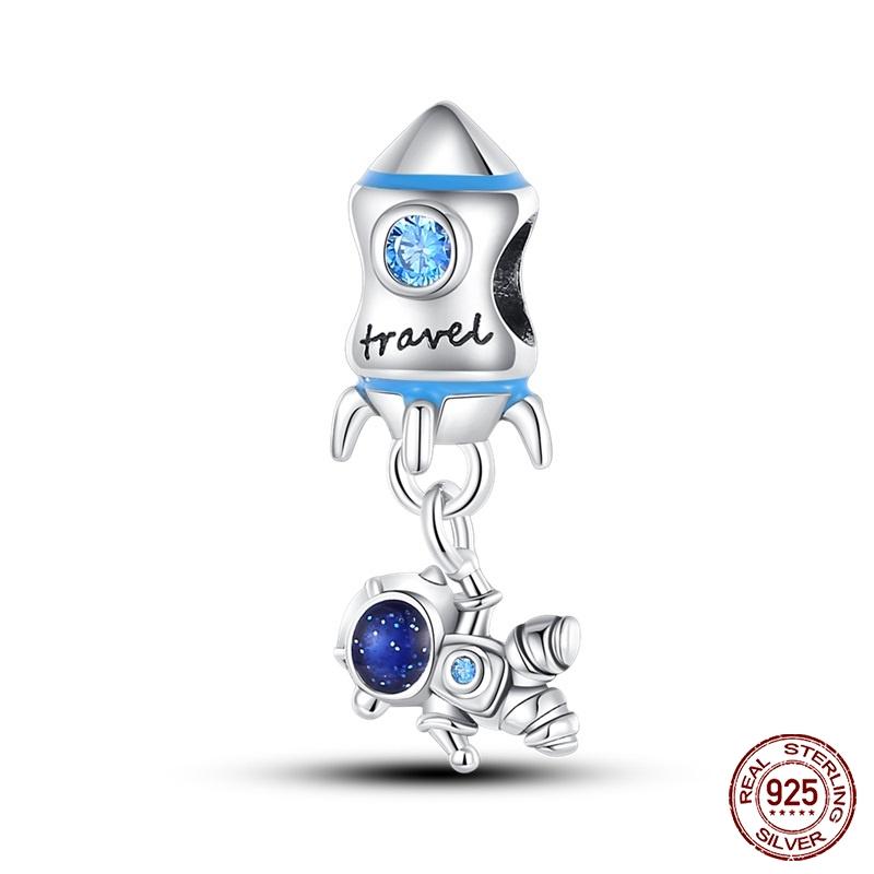 New Copper Fashion Glowing Space Astronaut Spaceship Charms Beads Fit Brand Original Bracelet Diy Jewelry Gift