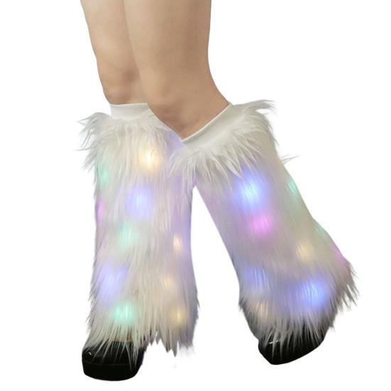 1 Pair Faux Fur Leg Warmers Light Women with Stage Performance High Tube