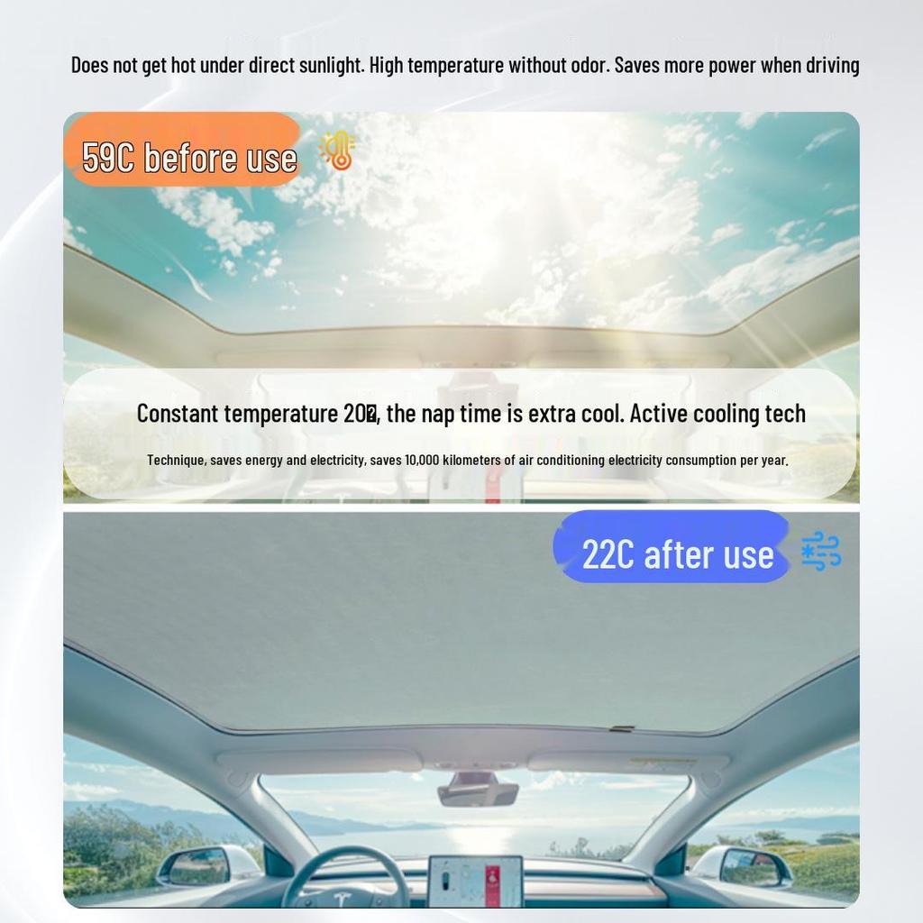 Magnetic Sunshade for Tesla Model 3 Roof: Heat Insulation & Skylight Protection