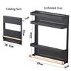 Fridge Magnetic Folding Carbon Steel Storage Rack with Wooden Rod, Size S