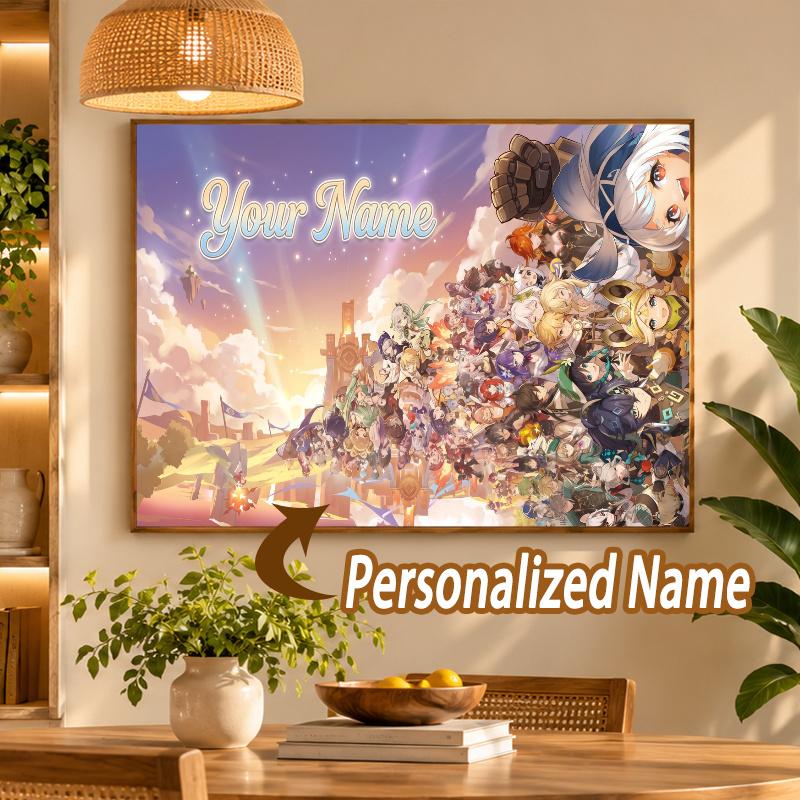 Custom Name Genshin Impact 5D Diamond Painting Personalized Full Drill Diamond Art Kit Gift