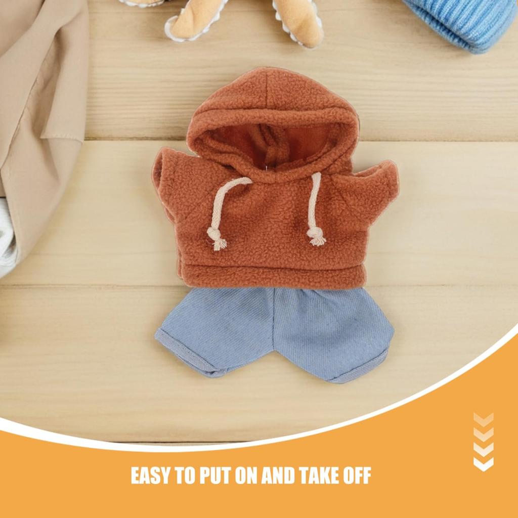 CALLARON Plush Doll Clothes Set (30cm) - Bear Hoodie & Jeans - Cute Mini Clothes Only - Dress Up DIY Accessories Costume
