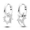 Silver Plated Women Hoop Earrings Fashion Pendientes Gift for Female Girl Sparkling Pave CZ U Heart Shape Star Moon Earring