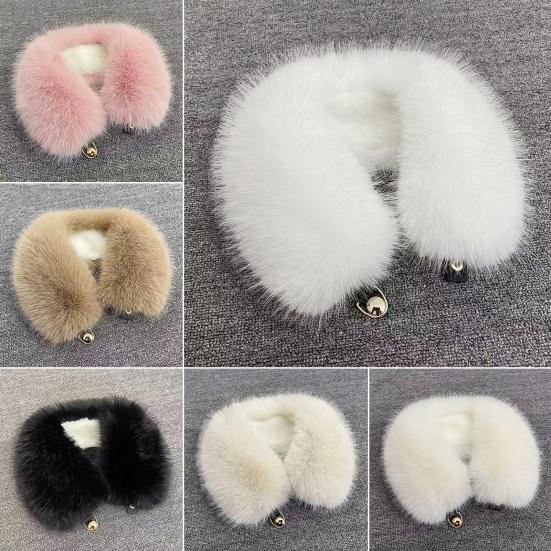 Fake Scarf Puffy Collar Trim Fur Neck Scarf Adjustable Button Fastening Faux Removable Plush Winter Warmer