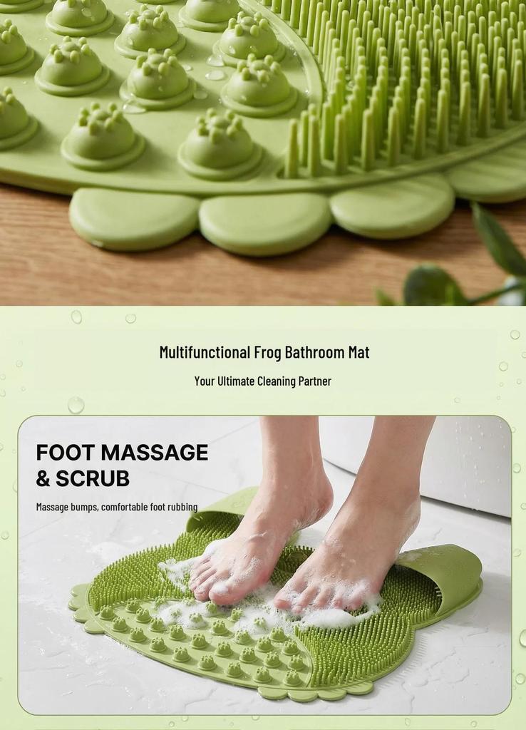 Wall-Mounted Anti-Slip Shower Mat: Foot, Back Scrubber & Massager