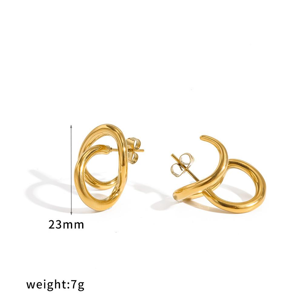 Geometric Stainless Steel Earrings With Titanium Steel Posts For Fashion Women