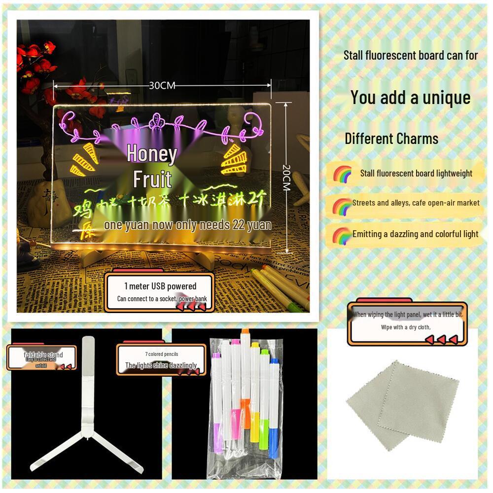 Large DIY Acrylic Luminous Blackboard for Kids - Easy Erase, Dust-Free Educational Drawing Set