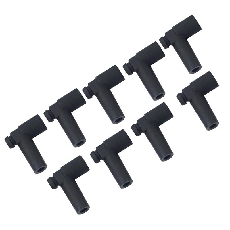Stainless Steel Universal Hei Style Distributor End Spark Plug Wire Rubber Boots- 9 Pcs/Set