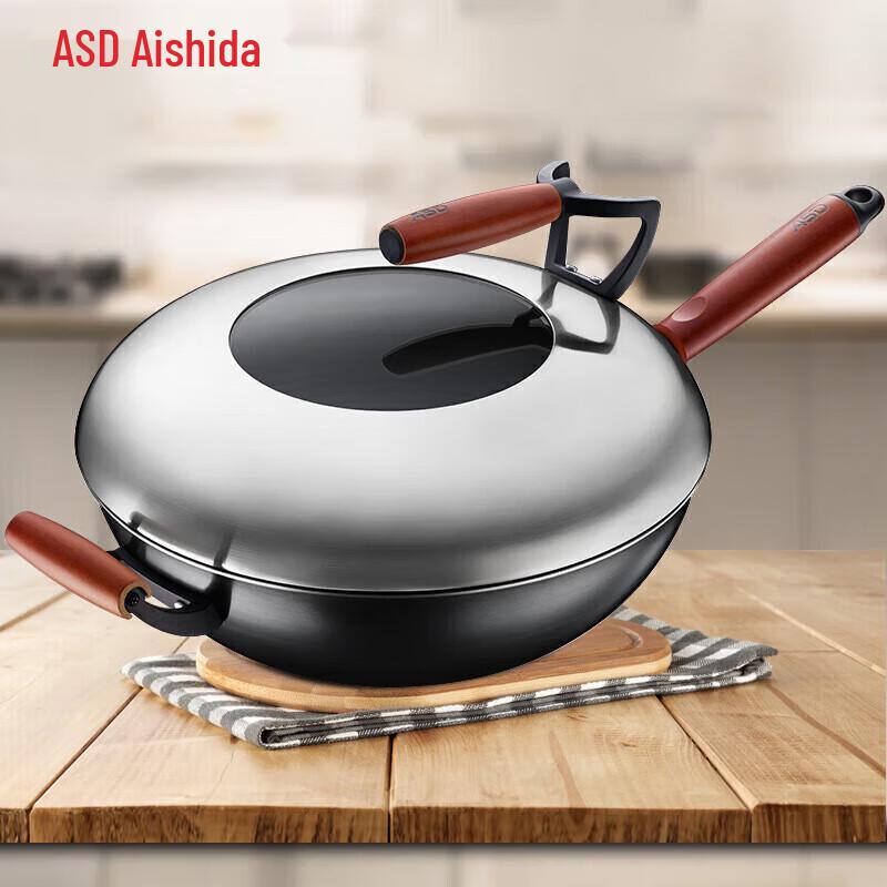 ASD Трехъярусная круглая сковорода-вок из тонкого железа, 32 см