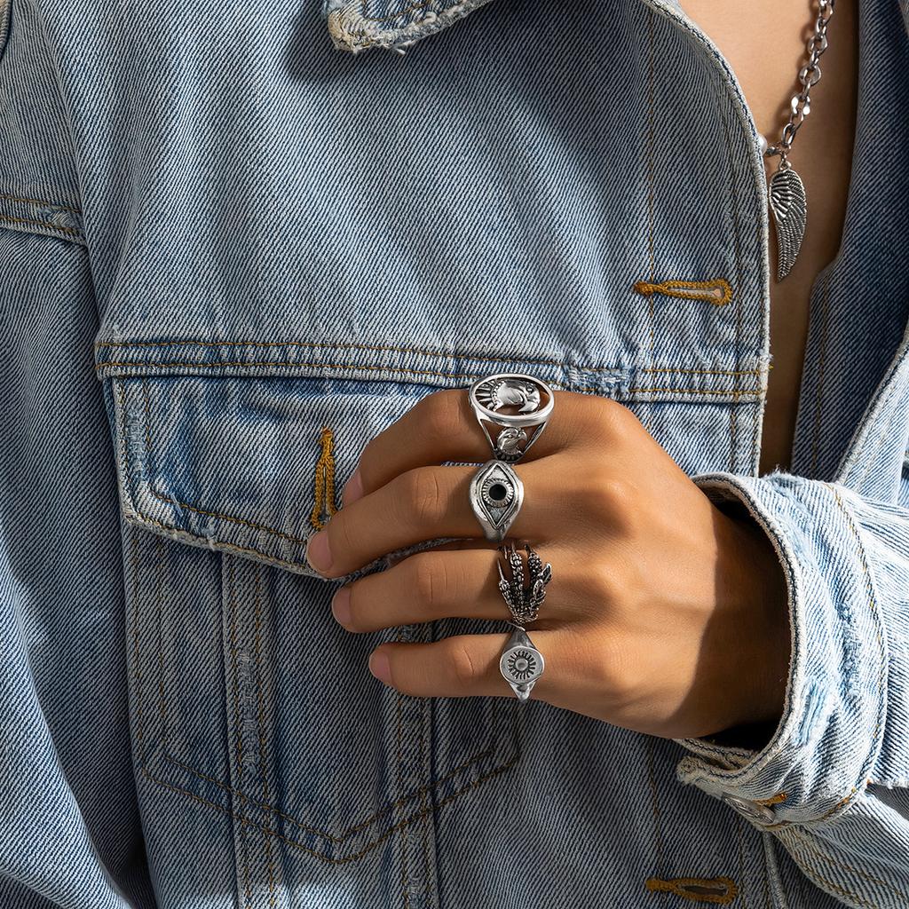 Vintage Distressed Eagle Ring for Men Trendy Fashion Personality Hip Hop Ring Index Finger Ring for Men