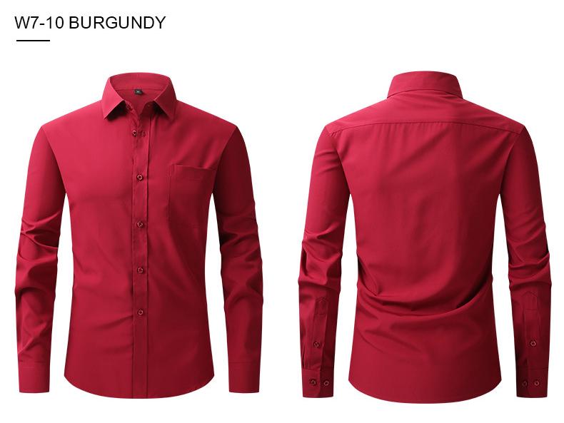 Men's Slim Fit Long Sleeve Square Collar Solid Color Shirt