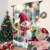 2pcs 2D Flat Printing Merry Christmas Window Curtains Snowman 0 Versatile Fabric Without Electricity Family Party Decoration