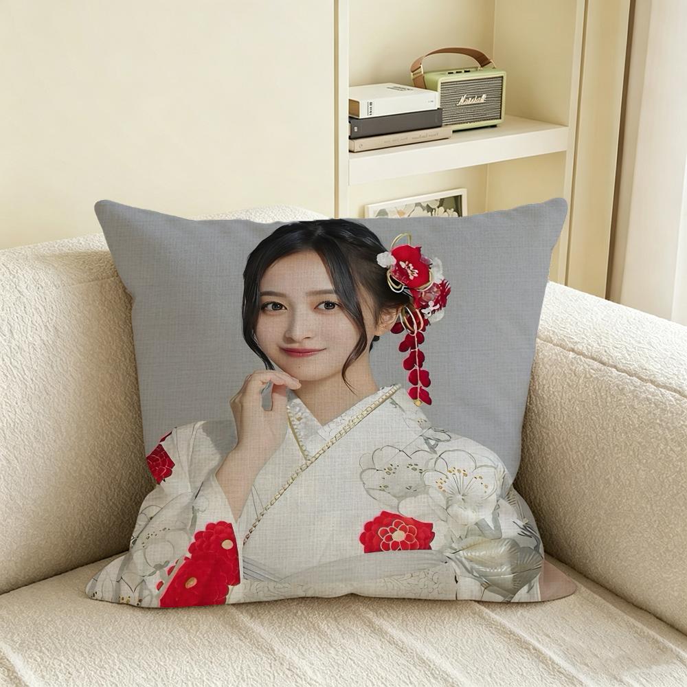 Idol IInoue Nagi Cushion Cover Natural Linen Pillowcase Set AllinOne Decor for Sofa Bedroom Chair