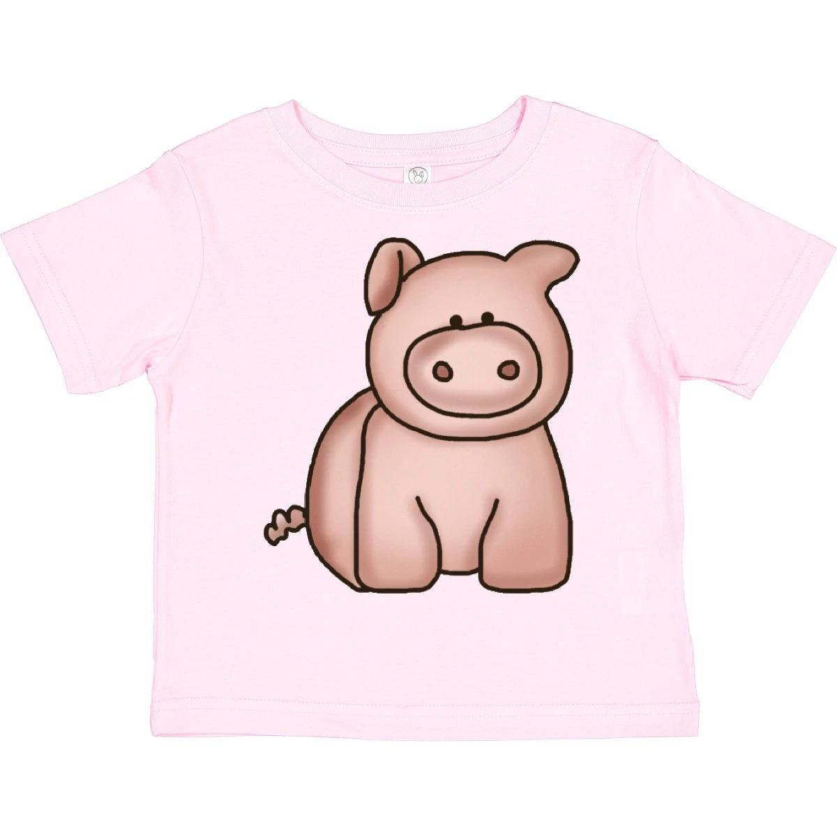 Inktastic Cute Little Pig Toddler kids boys T-Shirt Farm Bacon Piggy Animal Family Son Kid 110