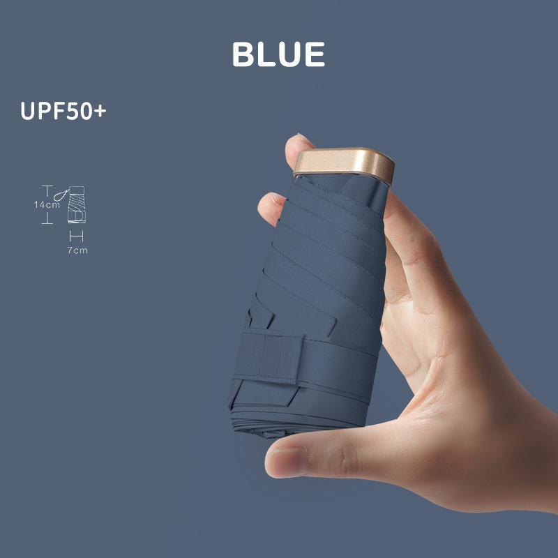 Мини-карманный зонт, сверхлегкий, с 6 ребрами, зонтик от дождя, солнцезащитный зонт для женщин, мужчин и девочек, анти-УФ-складной портативный зонтик для улицы Navy