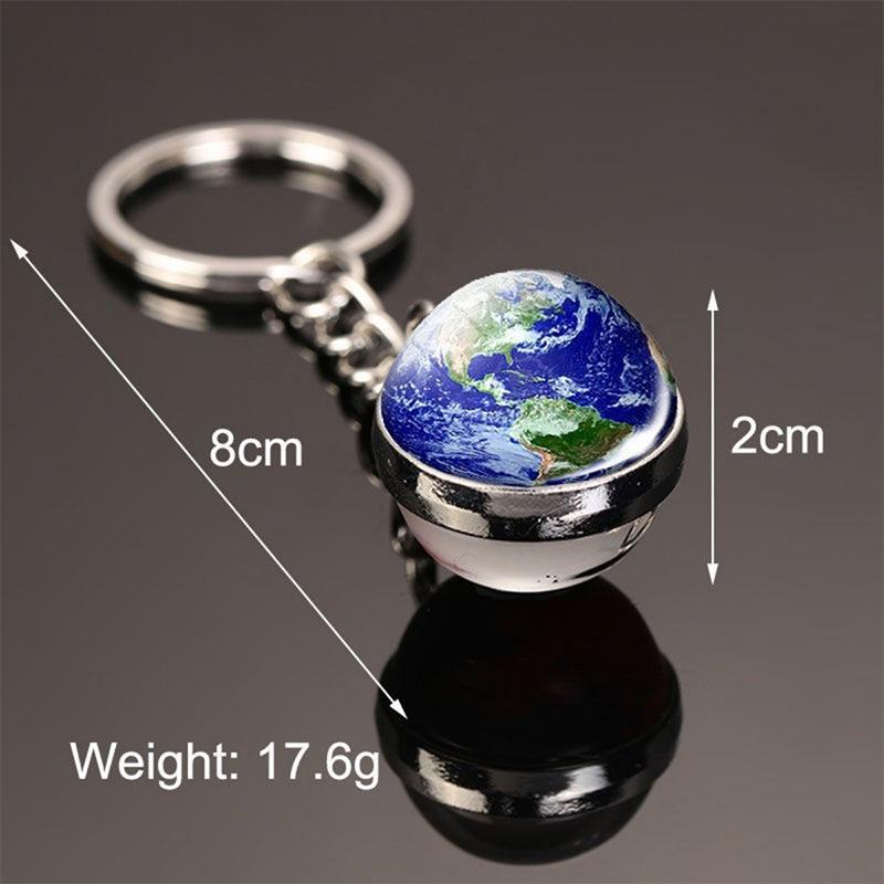 Noter Lunar Keychain Solar System Metal Bag Pendant Keyring Galaxy Nebula Earth Mars Saturn Double Sided Glass Ball Keyholder