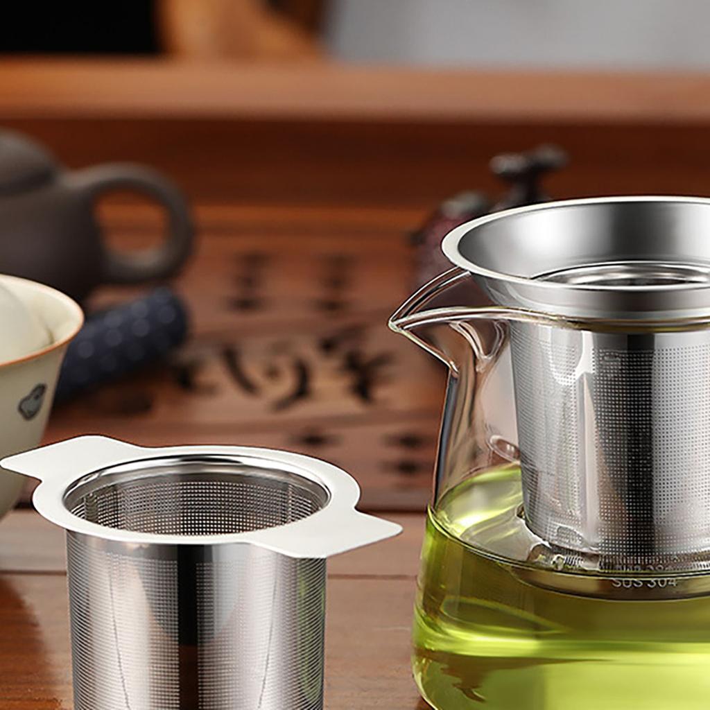 1pc Double Handles Stainless Steel Tea Infuser With Lid Fine Mesh Coffee Filter Teapot Cup Hanging Loose Leaf Tea Strainer Kitch
