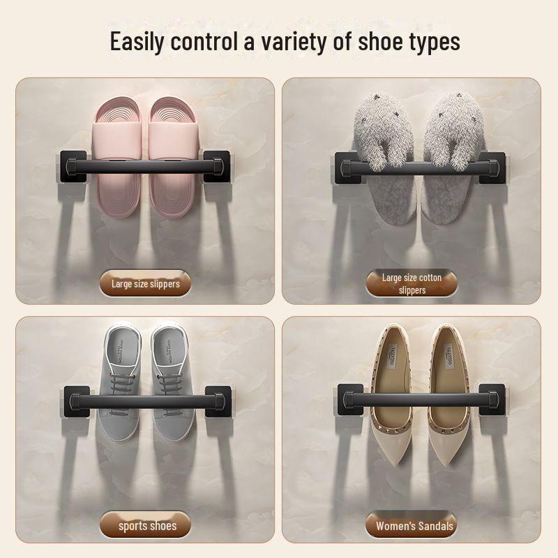 Wall-Mounted Punch-Free Bathroom Slipper Rack for Toilet or Door