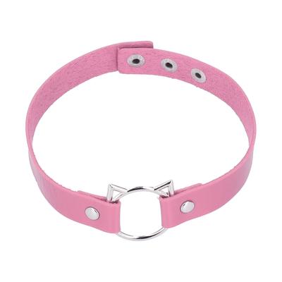 Verstellbarer PU-Leder Choker Punk Gothic Choker Halloween Kostüm Accessoire für Frauen MädchenPink