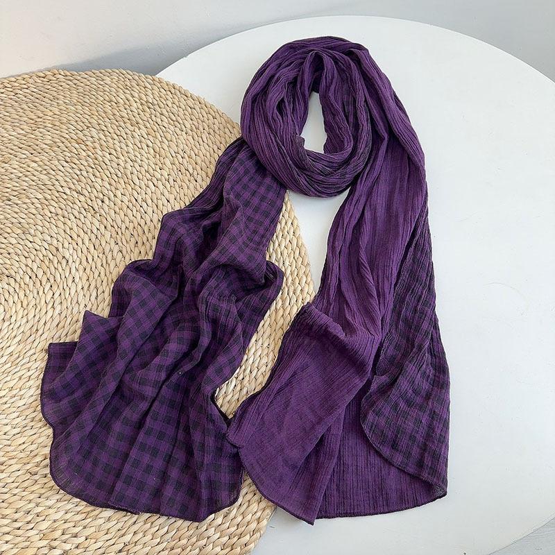 Thin Cotton And Linen Striped Scarf Literary And Versatile Soft Neck Protection Silk Scarf Women'S Travel Shawl